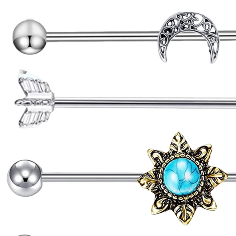 5Pcs 14G Acrylic Industrial Barbell Earrings - 30mm Soft Bars For Helix, Conch & Cartilage Piercings