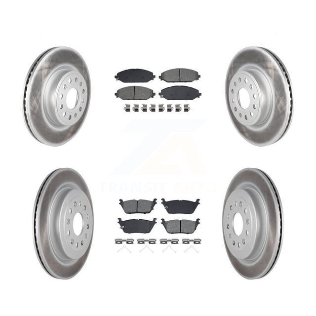 Transit Auto Front Rear Coated Disc Brake Rotors and Semi-Metallic Pads Kit for Car Ram 1500 KGS-102423