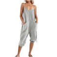 thumbnail image 4 of FRSASU Jumpsuits for Women Casual Summer Solid Overalls Sleeveless Pocket Spaghetti Strap Romper Jumpers Trendy Beach Vacation Outfits Gray, 4 of 6