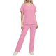 thumbnail image 1 of Conjunto de uniforme médico para mujer, color sólido, 2 piezas, camiseta de manga corta con cuello en V y pantalones con cintura elástica, uniforme de enfermería con bolsillos., 1 of 9