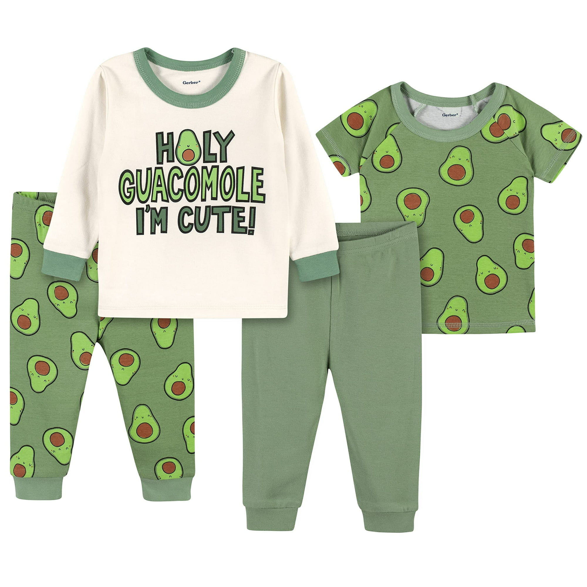 Gerber Baby Boys 4 Piece Pajama Set Green Avocado 4t Other