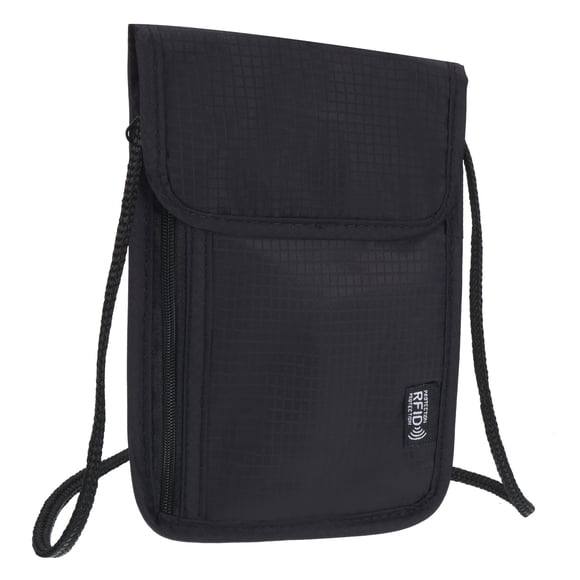 Bolsillo de viaje Uxcell, organizador de documentos de viaje con bloqueo RFID, negro