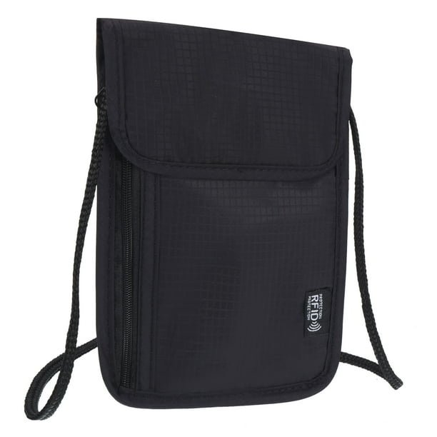 Bolsillo de viaje Uxcell, organizador de documentos de viaje con bloqueo RFID, negro