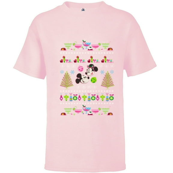 Disney Mickey & Minnie Mouse Ugly Christmas - Short Sleeve T-Shirt for Kids - Customized-Soft Pink