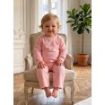 thumbnail image 6 of RUINIXCW Toddler Girls 2 Piece Outfits Adorable Solid Color Long Sleeve Crew Neck Tops and Elastic Waist Pants Set, 6 of 9
