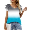 thumbnail image 2 of Camisas de Cuello de Tripulación de Manga Corta para las Mujeres Plisado Mangas de Ruffle, Cuello Redondo Casual Primavera Y Blusa de Verano, 2 of 5