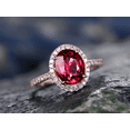 thumbnail image 2 of HeartsAndYou 2.5ct Oval Natural Pink Ruby & Diamond Ring Halo Solitaire 14k SOLID Rose Gold, 2 of 9
