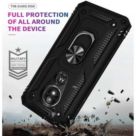 Motorola Moto E5/ Moto G6 Play Case, STARSHOP Drop Protection Ring Kickstand Cover- Black