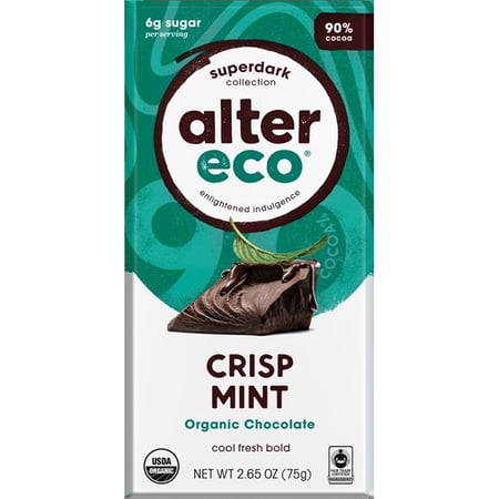 Alter Eco - Superdark Crisp Mint Organic Chocolate Bar 2.65 Oz.