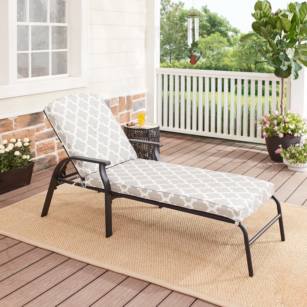 Mainstays Belden Park Outdoor Chaise Lounge, Gray/White