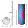 thumbnail image 5 of 20oz Pink Blue Tie Dye Flower Pattern Skinny Tumblers Stainless Steel Tumbler with Lid and Straw,Vacuum Insulated Double Wall Travel Tumbler Cups with Cleaning Brush for Coffee,Tea, 5 of 6