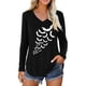 thumbnail image 1 of MHFRRA Una Blusa de Manga Larga con Cuello En V, Moderna e Informal, con Estampado de Letras para Mujer. Negro, 1 of 3