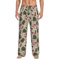thumbnail image 1 of Kdxio Tropical Mask Flamingo Pattern Men's Pajama Pants, Elastic Waist with Drawstring and Pockets, Comfortable Loungewear-Large, 1 of 6