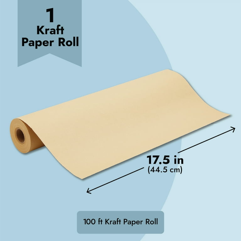 Kraft Paper Roll for Gift Wrapping, Moving, Packing, Plain Brown Shipping  Paper for Arts and Crafts, Bulletin Board Easel, DIY Projects (17.5 x 1200  Inches, 100 Feet)