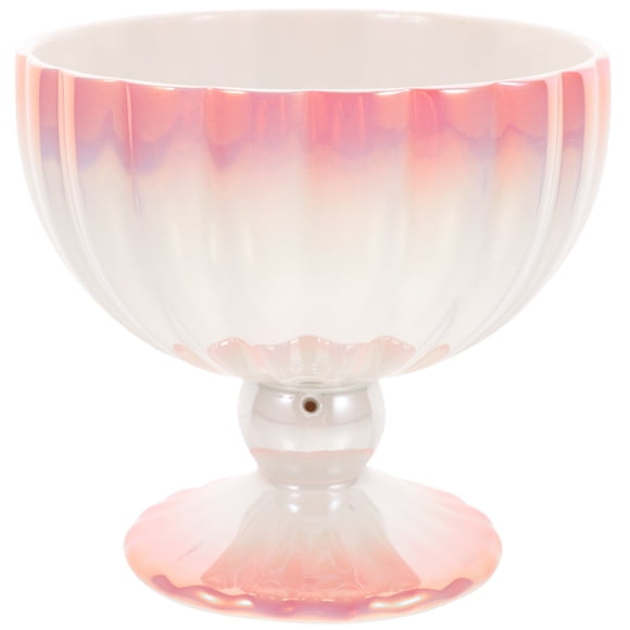 Taza decorativa para helado, taza de postre de cerámica, taza de helado de base alta, taza de yogur, ensaladera