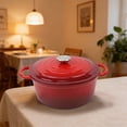 thumbnail image 6 of 20cm Enameled Dutch Oven, Heavy Duty 20cm Enameled Cast Iron Dutch Oven Pot, Multiuse Stovetop Cooker for Stewing Braising Baking Bread, Durable Pot for Home Kitchen All Stovetops, 6 of 7