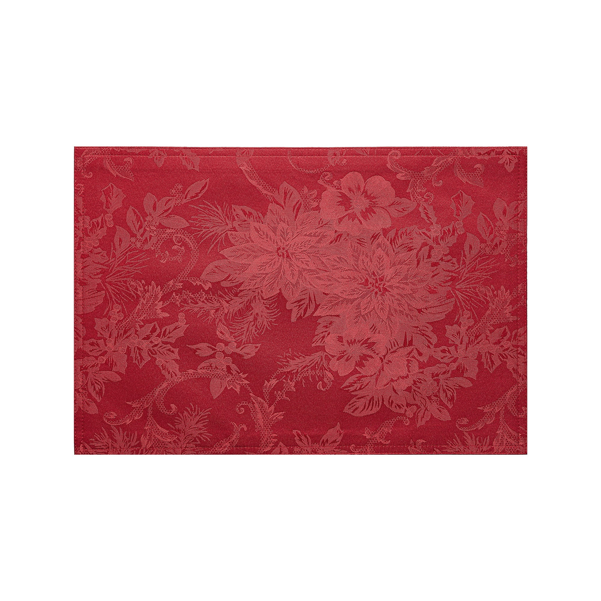 Elrene Home Fashions Poinsettia Elegance Jacquard Holiday Placemat, Red, 13" x 19"