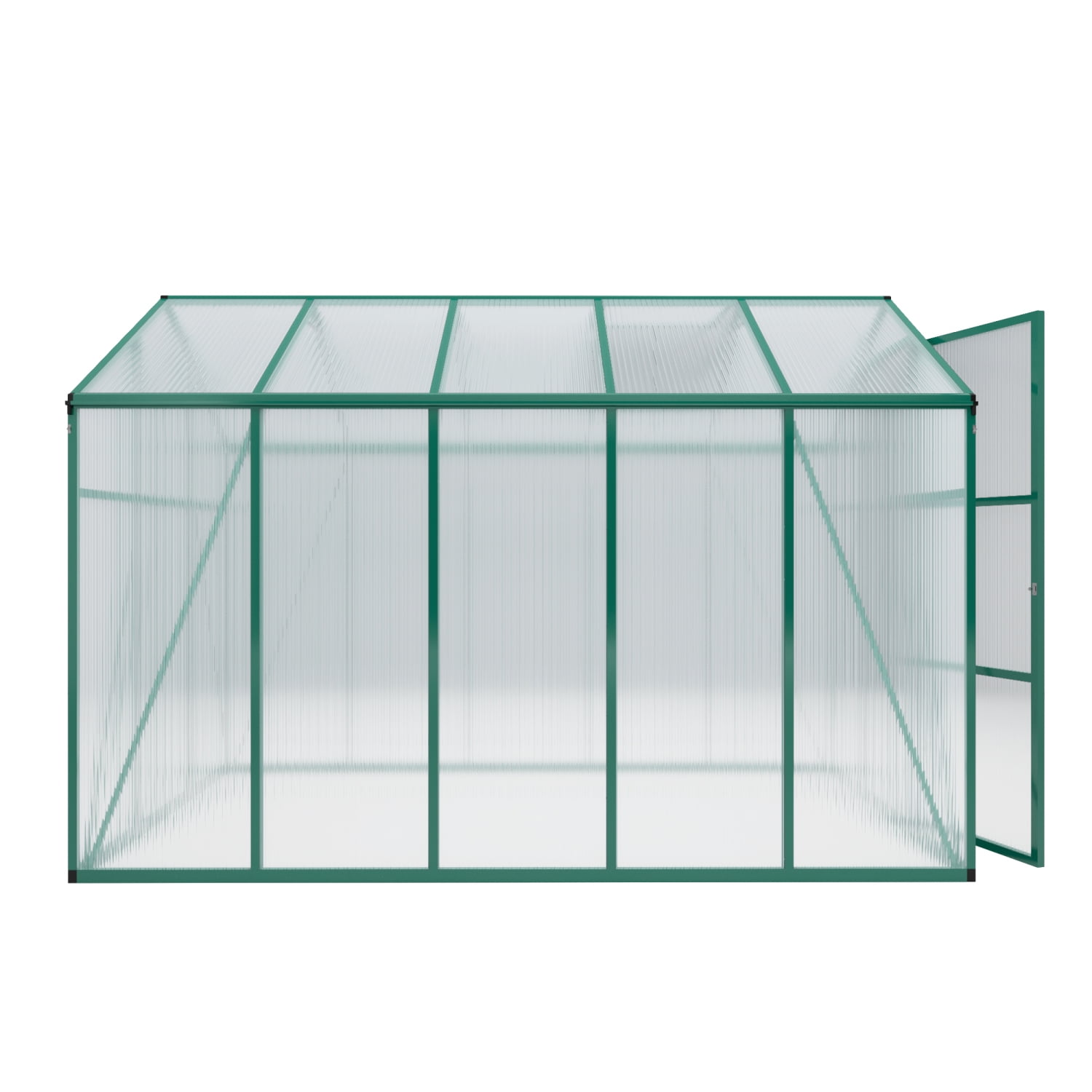 Youmumeub 6x10 Ft Polycarbonate Greenhouse with UV Protection, Spacious Walk-In Garden Hot House with Sliding Door & Vent, Aluminum Frame Plant Nursery for Backyard, Green