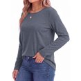 thumbnail image 3 of MOSHU 3 Pack T Shirts for Women Crew Neck Plus Size Women Shirts Long Sleeve Tees Casual Basic Fall Tops, 3 of 9