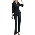 thumbnail image 2 of Womens 2 Piece Suit Lady 1 Button Business Work Slim Fit Jacket Pants Set Womens Tuxedo Suit Weavers Pants Women Jumpsuit Dressy Interview Pants Suits for Women Womens Dressy Rompers And Jumpsuits, 2 of 8