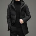 thumbnail image 1 of Chaqueta de plumón de longitud media para hombre, nueva chaqueta de invierno 2024 de color sólido grueso con capucha para hombre, abrigo para hombre con protección contra el frío, 1 of 3