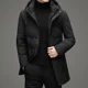 thumbnail image 4 of Chaqueta de plumón de longitud media para hombre, nueva chaqueta de invierno 2024 de color sólido grueso con capucha para hombre, abrigo para hombre con protección contra el frío, 4 of 4