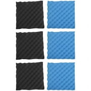 6 Pack Black + blue / Charcoal egg foam acoustic tiles soundproofing foam panels sound insulation soundproof foam padding sound dampening Studio padding 30x30x3.8cm