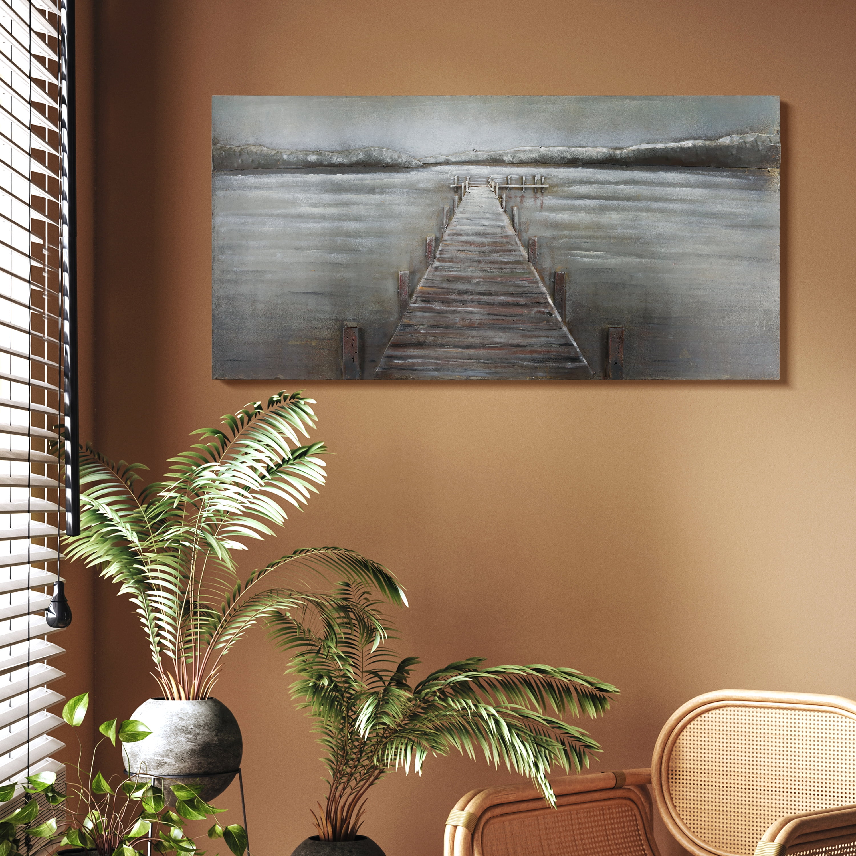 Empire Art Direct PMO-140127-4824 Primo Mixed Media Hand Painted Iron Wall Sculpture - Pier