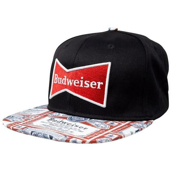Budweiser 795519 Budweiser Beer Label Brim Adjustable Snapback Hat