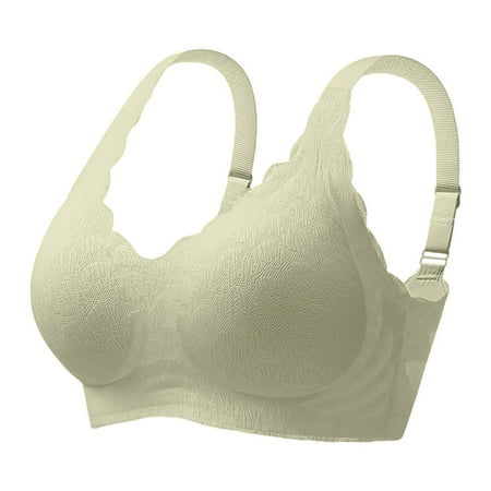 Zshosam Women Wireless Bra with Seamless Smooth Comfort Wirefree T Shirt Bra Plus Size Lace Mesh Bras Underwire Brassiere(Green XXXL)