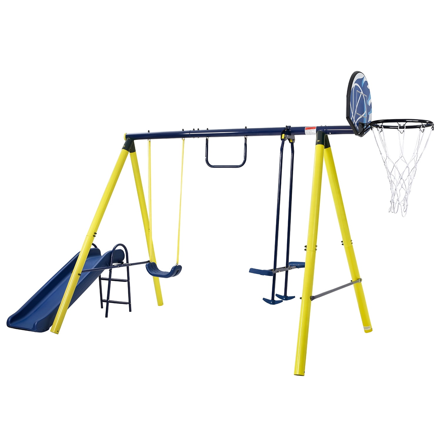 5 in 1 Outdoor Tolddler Swing Set, Playground Swing Sets with with Seesaw Swing, Basketball Hoop 5 in 1 Outdoor Tolddler Swing Set, Playground Swing Sets with with Seesaw Swing, Basketball Hoop