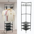 thumbnail image 4 of Corner Hall Tree Freestanding Coat Rack with 3 Tier Shoes Rack Storage and 10 Movable Hooks Metal Entryway Coat Rack Waterproof Corner Coat Rack Practical Entryway Corner Organizer Coat Rack for Home, 4 of 10