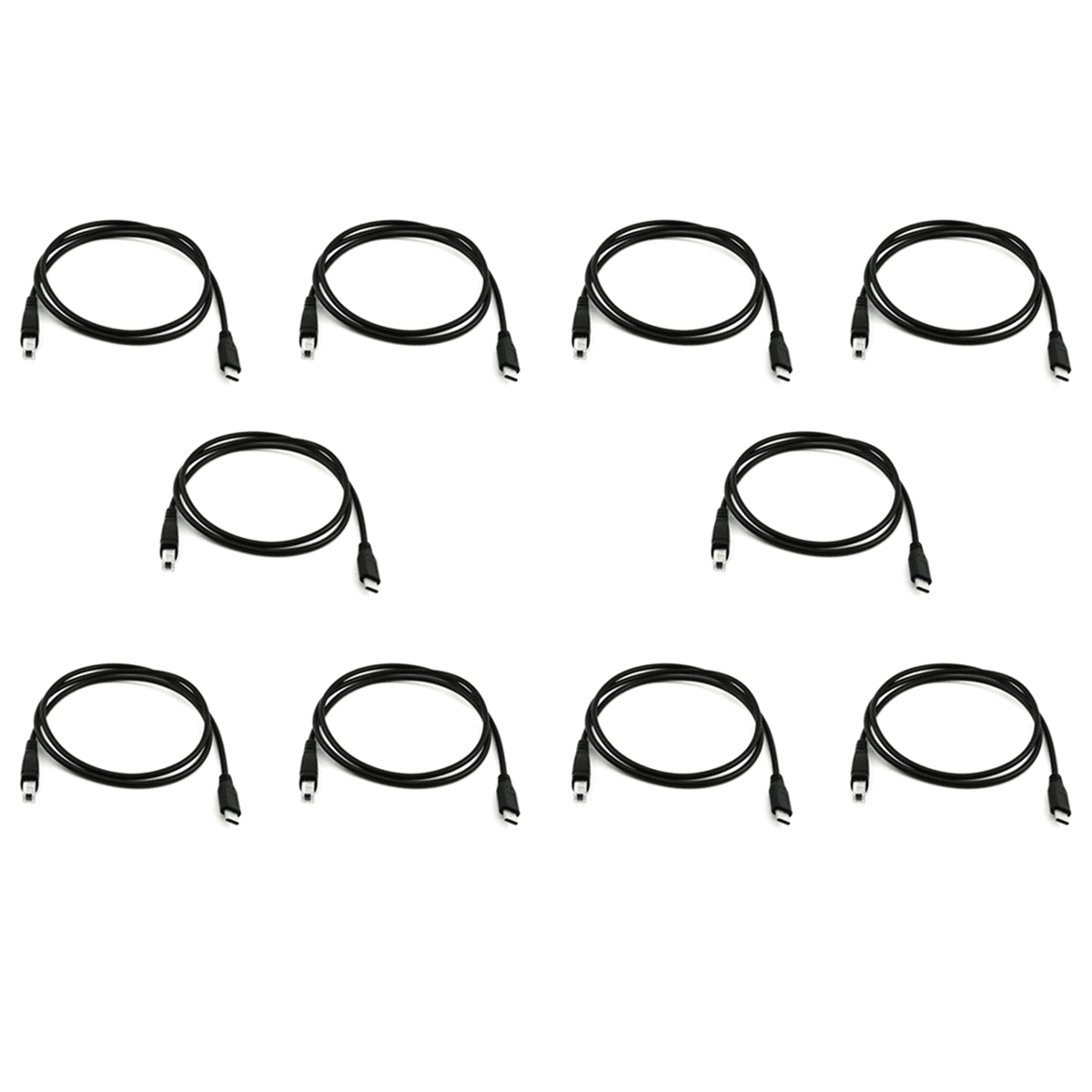 10X USB-C USB 3.1 Type C Male to USB 2.0 B Type Male Data Cable Cord Phone Printer,10x Type C connector,black