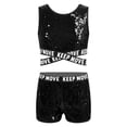thumbnail image 2 of iixpin Kids Girls Sequins 2 Pieces Ballet Dance Sport Outfit Tank Top with Shorts Set Dancewear Performance Costume Black 6, 2 of 6