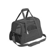 Frontwalk Pet Bags Soft Sided Cat Carriers Portable Anti-scratch Dog Carrier Airline Approved Black Plush L-52X25X35cm/20.47x9.84x13.78"
