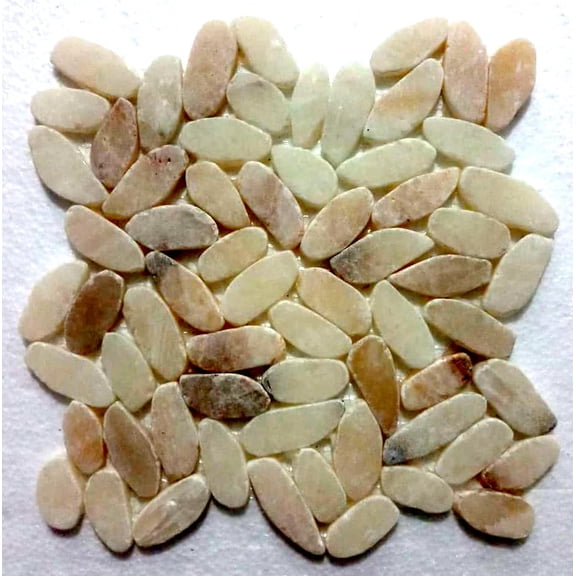 CNK Tile Seamless Mixed Quartz Oval Mosaic Tile - 12" x 12" Polished Natural Stone for Bathroom Kitchen Backsplash Wall Decor Showers - Durable Eco-Friendly Easy Installation Uniform Size - Pack of 1