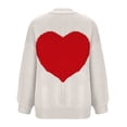 thumbnail image 6 of Lovskoo Cardigan Sweaters for Women Casual Love Pattern Long Sleeve Solid Patchwork Coat Cardigan Blouse White, 6 of 7