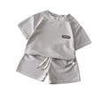 thumbnail image 3 of Rvasteizo Baby Boys Elegant Outfit Set Solid Crew Neck Short Sleeve Top Short Pant Kids Loungewear Outfit, 3 of 4