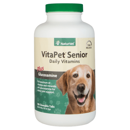 NaturVet VitaPet Daily Vitamin Supplement for Senior Dogs, 180 Time Release Chewable (Best Senior Dog Vitamins)