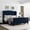 blue, variant on COZONY Full Size Velvet Upholstered Platform Bed Frame, Wingback Headboard with Wood Slats, Modern Design, Easy Assembly, Blue