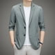 thumbnail image 2 of Traje de hombre pequeño casual primavera verano 2024 ultrafino corte entallado solo oeste ropa de protección solar cárdigan waffle, 2 of 5