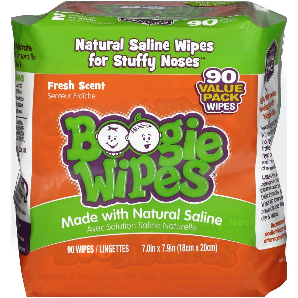 Boogie Wipes® Fresh Scent Nose Wipes with Natural Saline 90 ct Pack