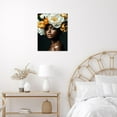 thumbnail image 2 of HVEST Black Girl Wall Art, African American Black Woman with Flower Canvas Wall Art, Black and Gold Framed Wall Art for Living Room Bathroom Bedroom Kitchen Ready to Hang, 12X12 inches, 2 of 7