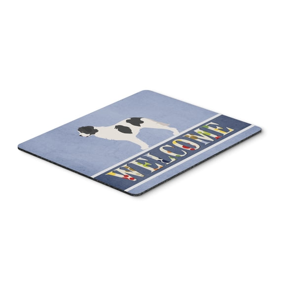 Landseer Welcome Mouse Pad Hot Pad or Trivet Blue