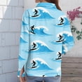 thumbnail image 5 of Bbyeadc Hawaiian Shirts for Women Long Sleeve Collared Shirts Button Down Breathable Tee Fashion Beach Vacation Top'Light Blue(L), 5 of 5