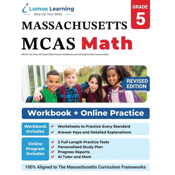 MCAS Test Prep: 5th Grade Math Practice Workbook and Full-length Online Assessments: Next Generation Massachusetts Compr, (Paperback)