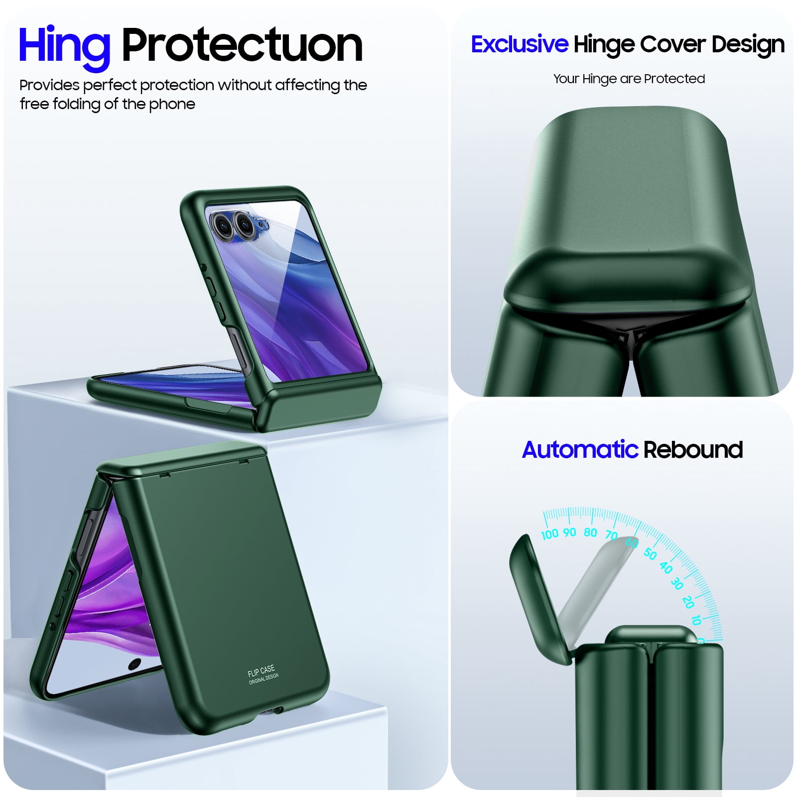 Oupeigar for Motorola Razr 50 2025 Ultra Phone Case,With Hinge Protection,Screen Protector,Full-Body Rugged Anti-Scratch Shockproof Phone Case-Green