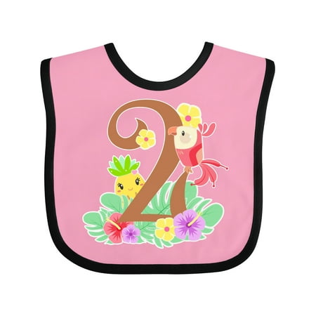 

Inktastic Tropical Second Birthday Party Parrot Pineapple Gift Baby Boy or Baby Girl Bib