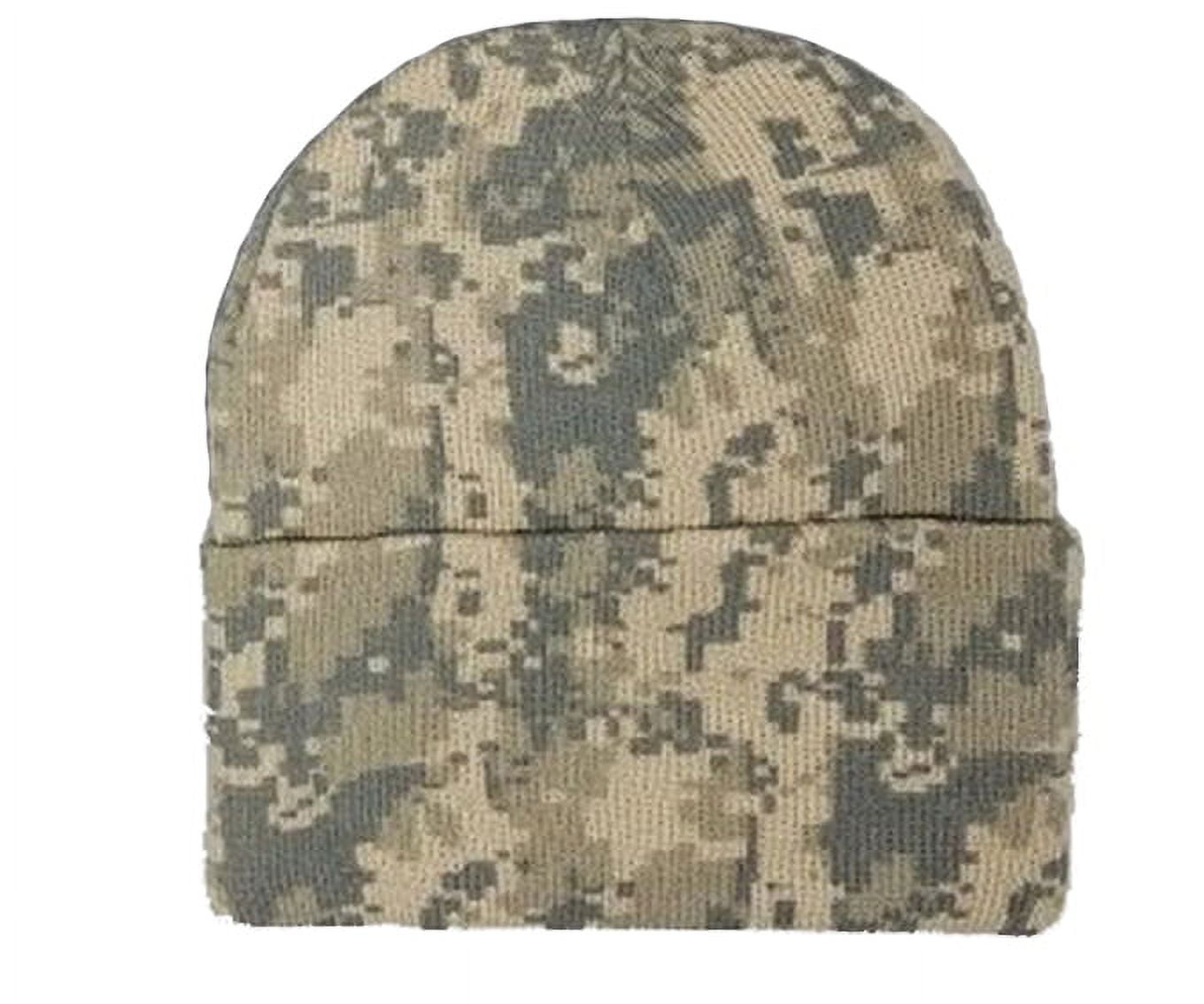 SET OF 4 BEANIE Warm Winter Beanies Hats Cap Toboggans Thermal Knit Cuff Acrylic Ski hats 12" (Navy+Black+Gray+Camo)