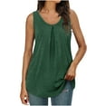 thumbnail image 2 of QUINDOS Tank Tops for Women Plus Size Summer Exercise Green Fashion Solid Sleeveless Vest T-shirt Blouse Round Neck Casual Tops Camisoles for Women, 2 of 9